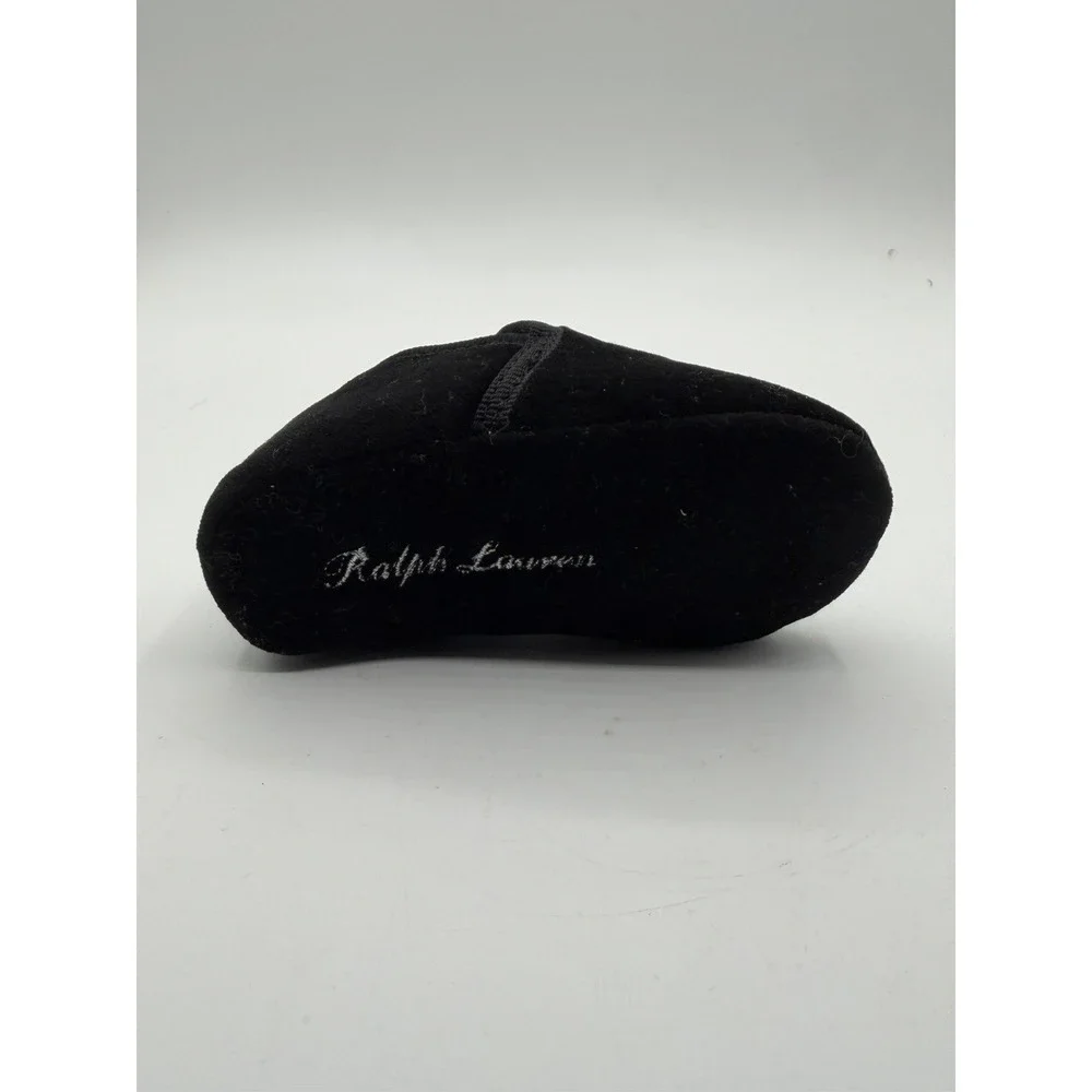 Ralph Lauren Skull Velvet Slippers Black Toddler Size 3 Pre-Owned No Box